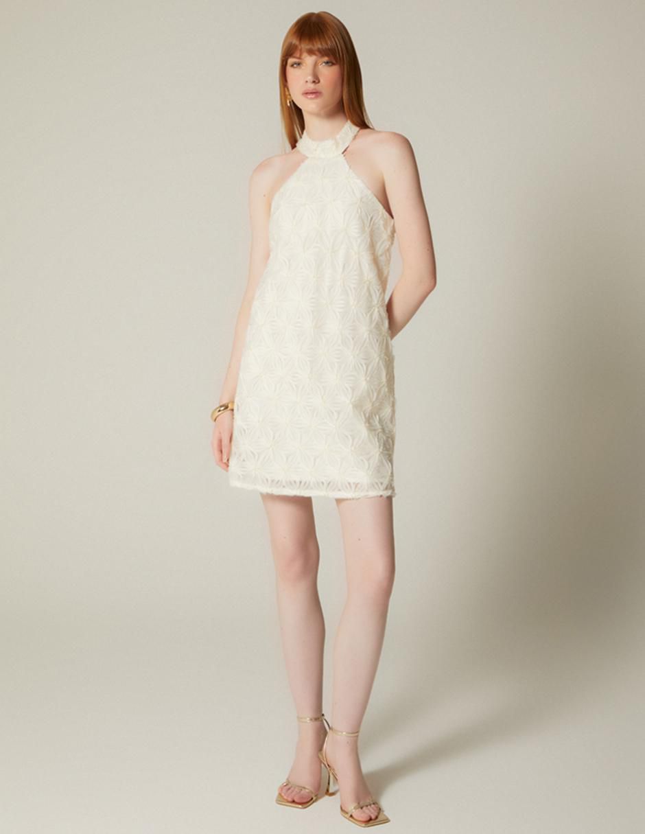 Vestido corto casual Rosé Marfil para mujer