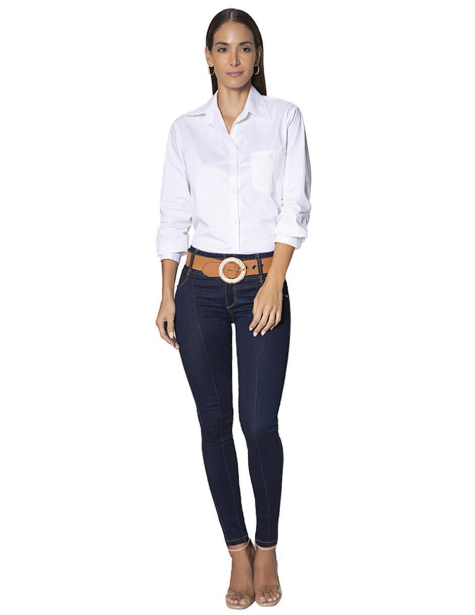 Jeans ultra slim a la cintura para mujer 3