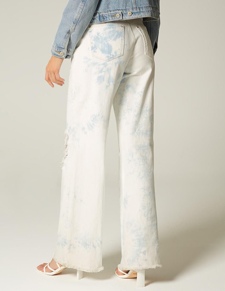 Jeans relaxed bota cintura Clouds Tie Dye para mujer