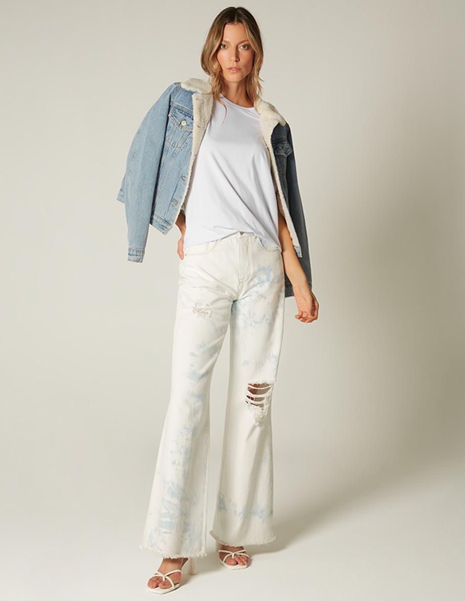 Jeans relaxed bota cintura Clouds Tie Dye para mujer