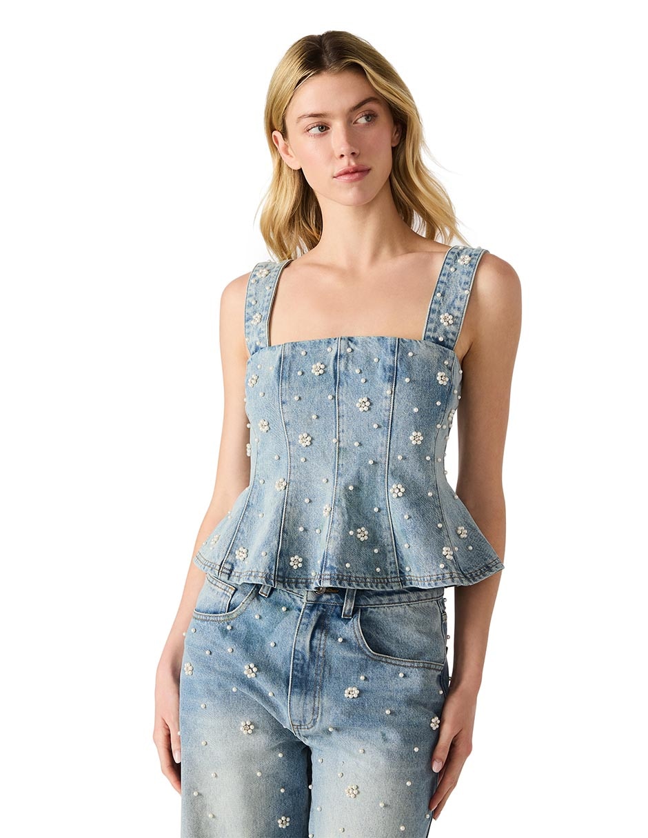 Top cuello halter escote cuadrado tirante ancho