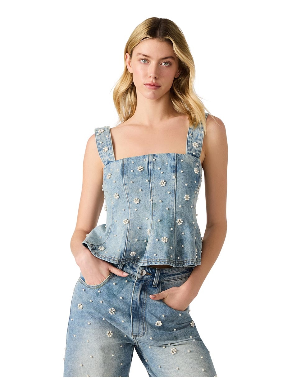 Top cuello halter escote cuadrado tirante ancho 4