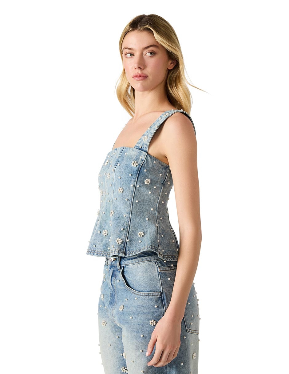 Top cuello halter escote cuadrado tirante ancho 5