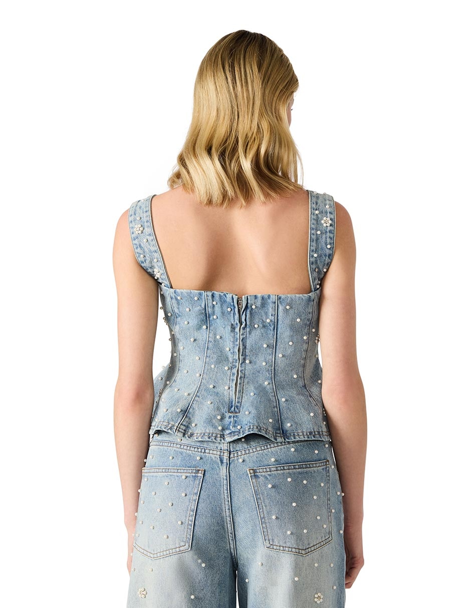 Top cuello halter escote cuadrado tirante ancho 6