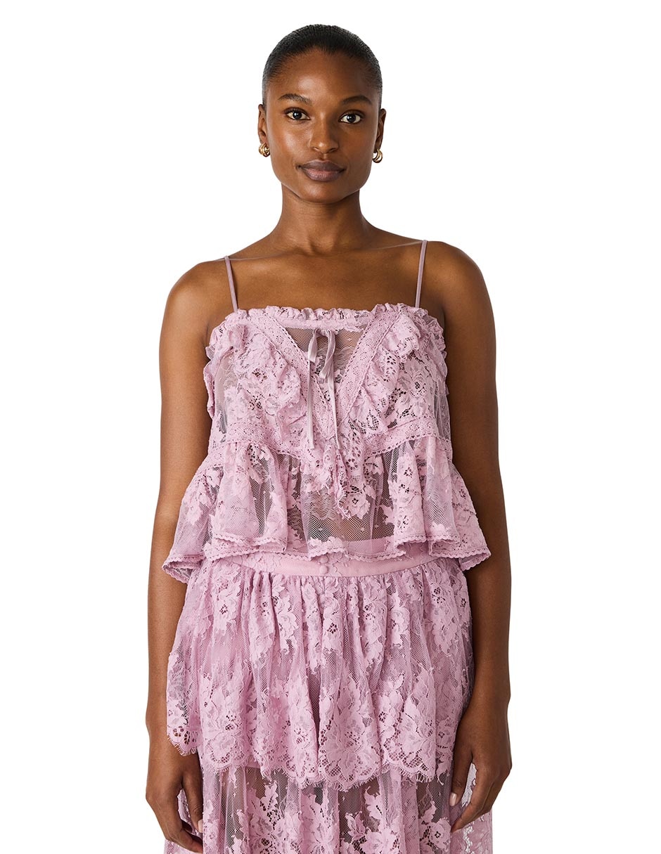 Top cuello halter escote profundo tirante delgado