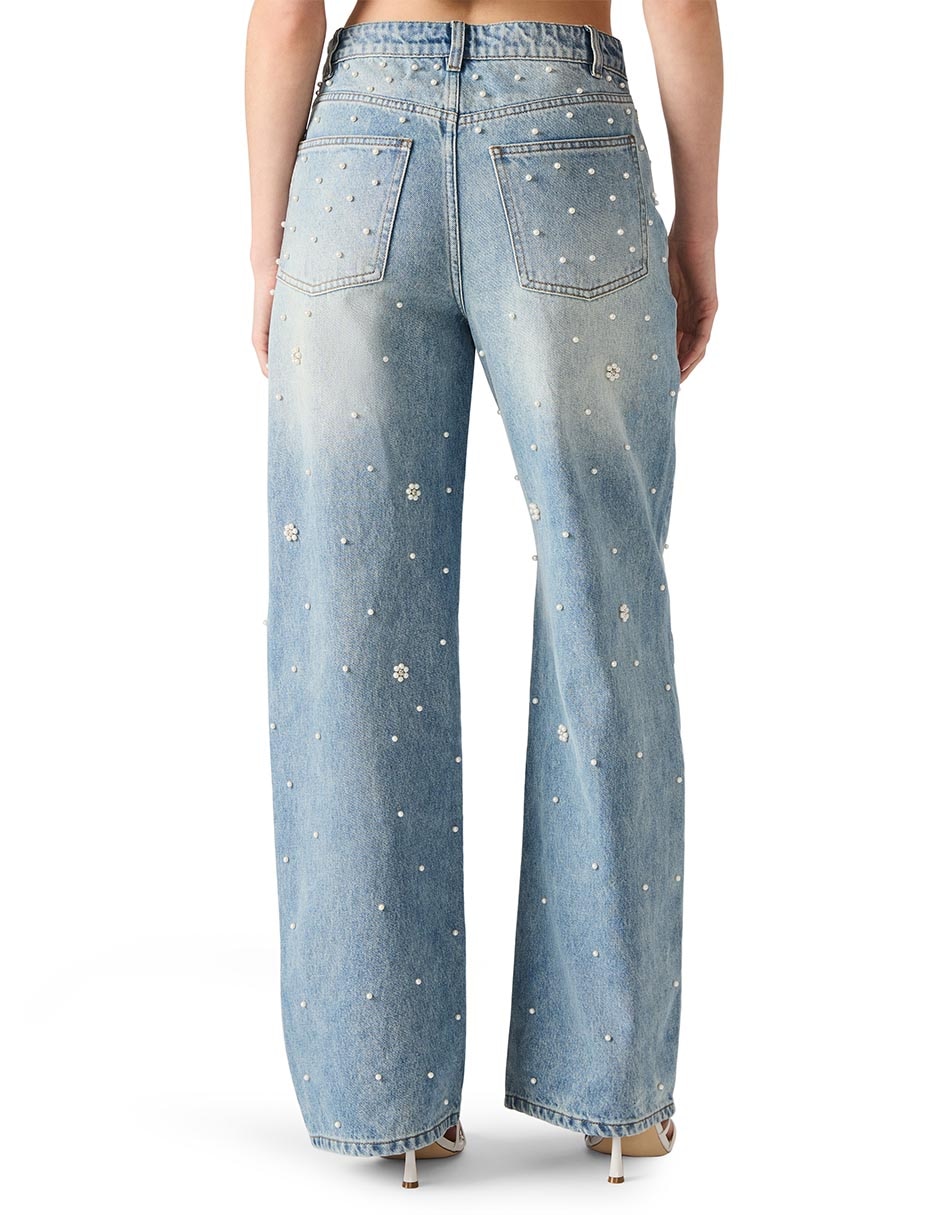 Jeans relaxed amplio cintura alta para mujer 4
