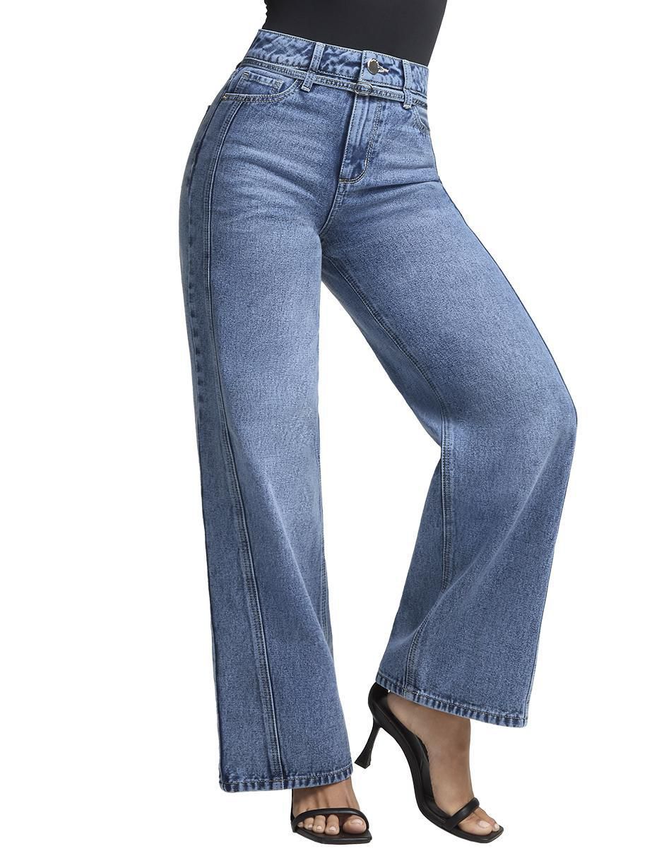 Jeans wide leg cintura alta 4232STOB para mujer