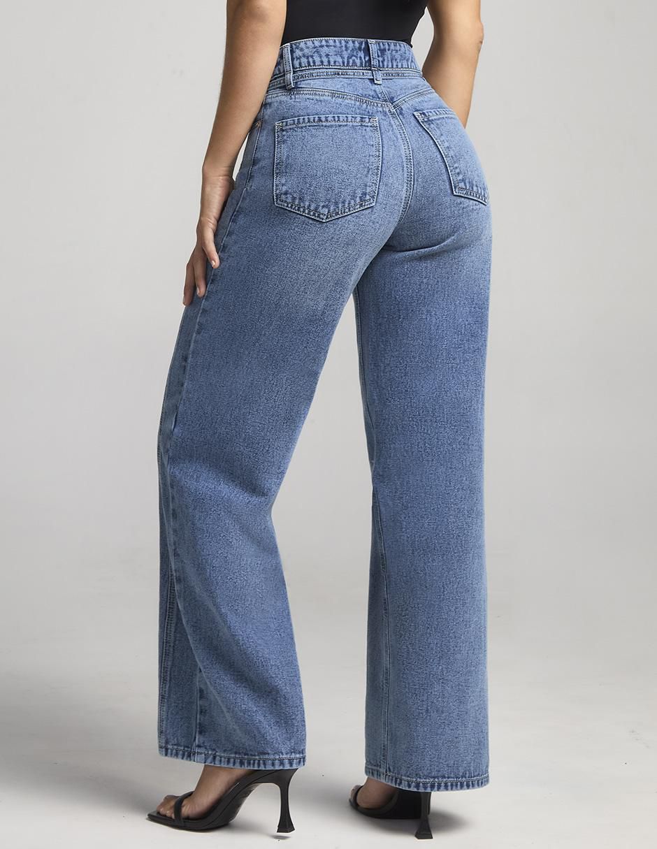 Jeans wide leg cintura alta 4232STOB para mujer 2