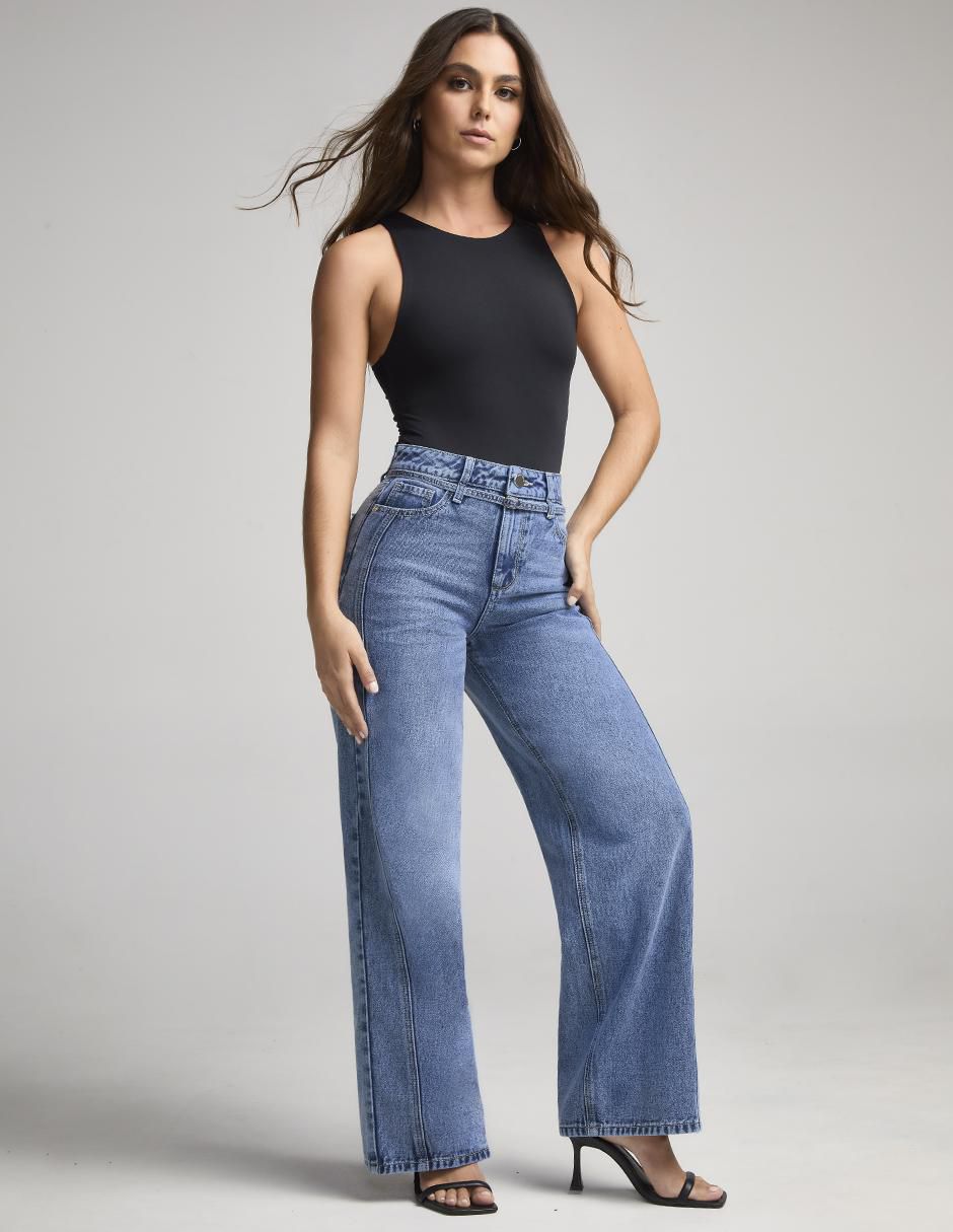 Jeans wide leg cintura alta 4232STOB para mujer 3