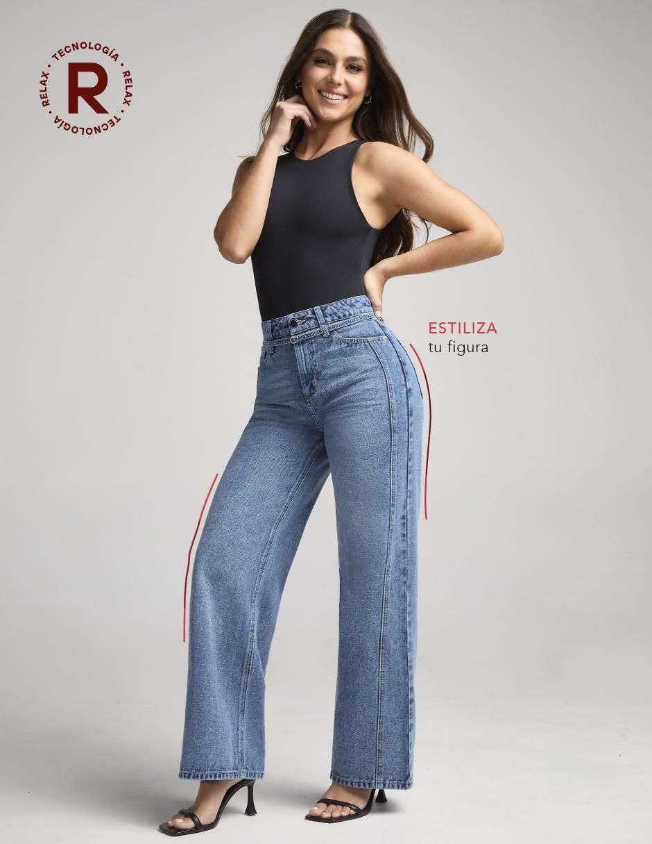 Jeans wide leg cintura alta 4232STOB para mujer 5