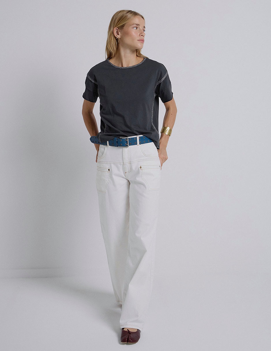Playera manga corta cuello redondo para mujer