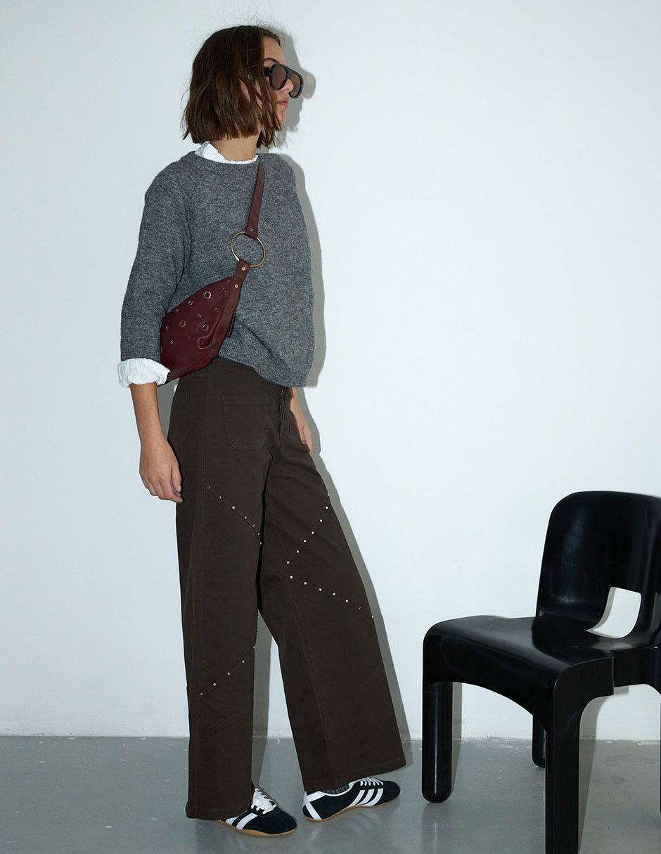 Jeans wide leg cintura para mujer 5
