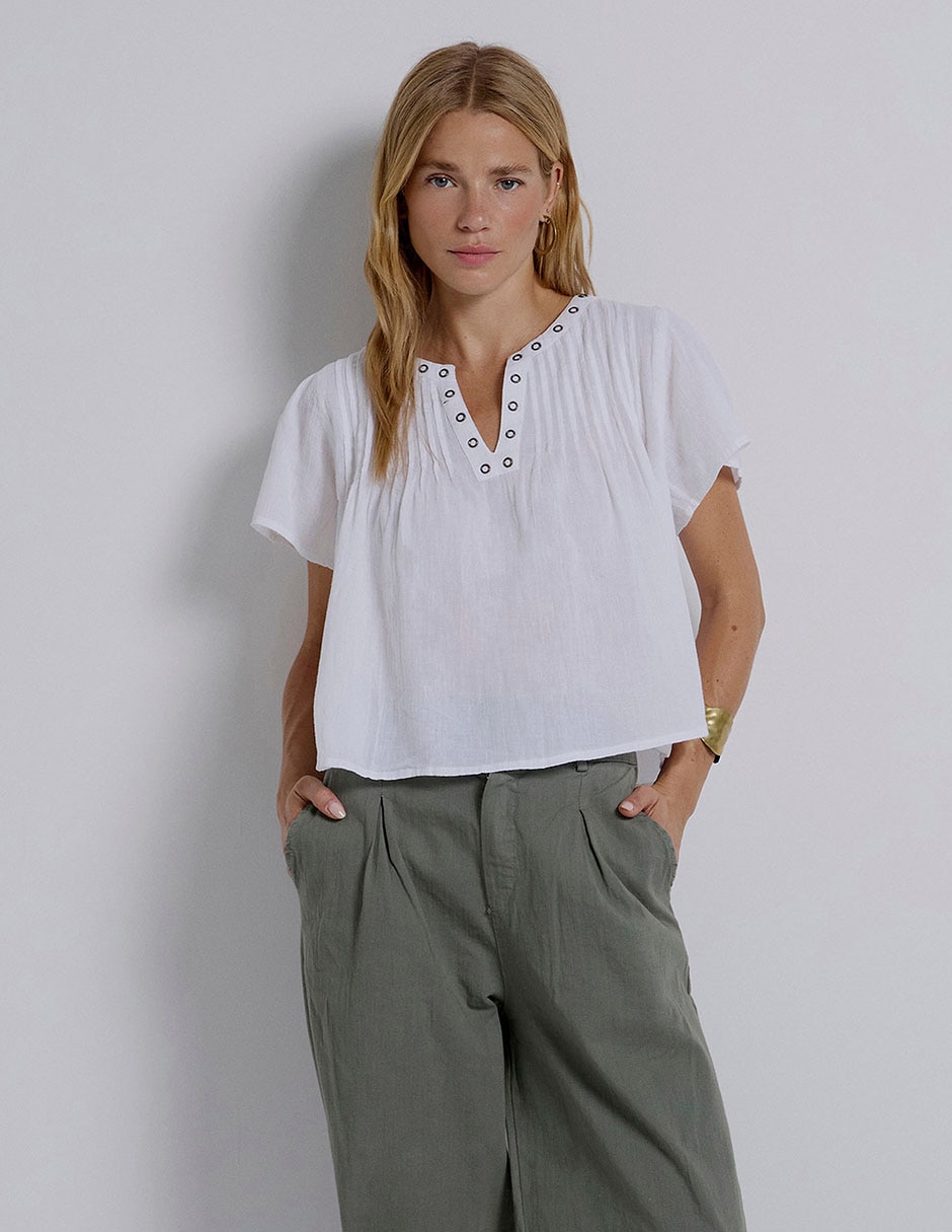 Blusa manga corta para mujer