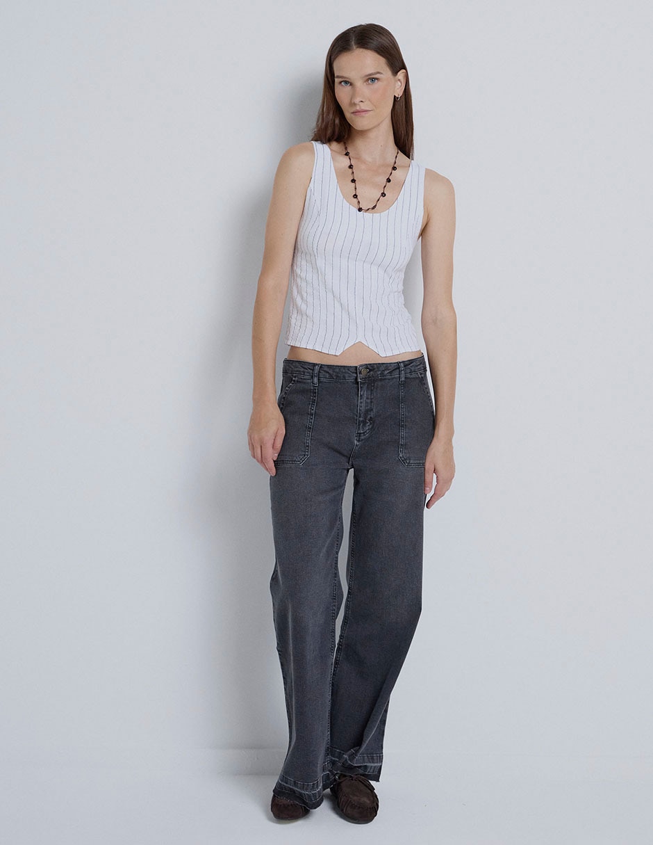 Top cuello redondo tirante ancho