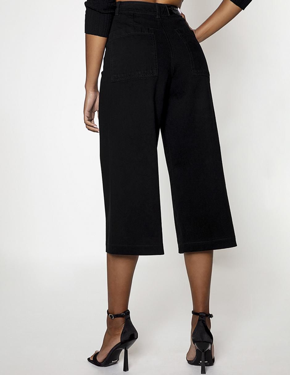 Jeans capri palazzo cintura alta Wang para mujer 2