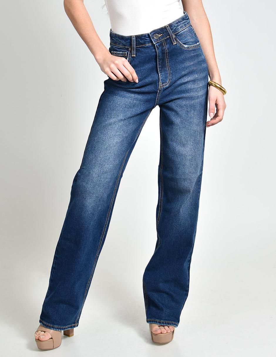 Jeans wide leg cintura alta para mujer
