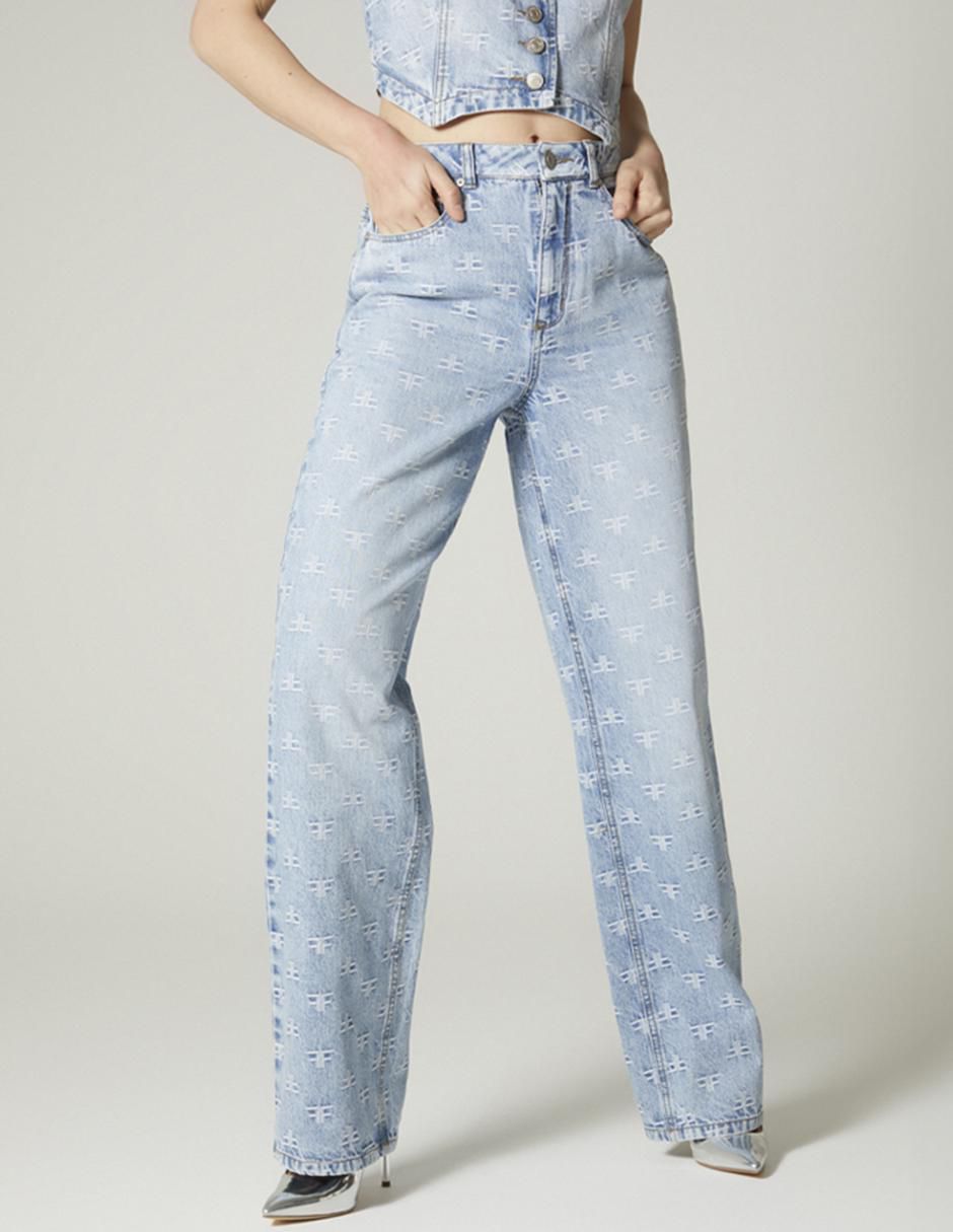 Jeans bota cintura Denim Logomania para mujer 1