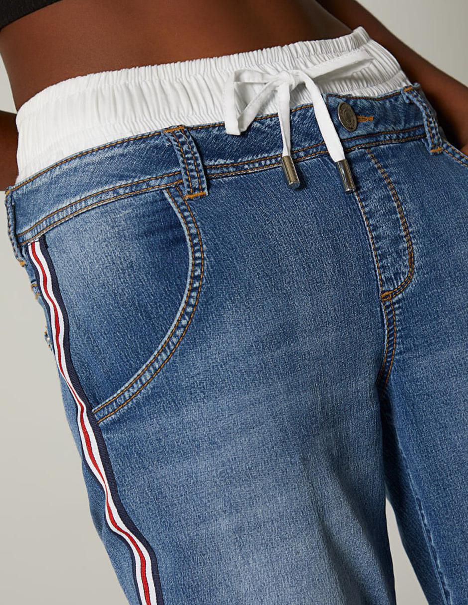 Jeans relaxed bota cintura Moleton Foison Sporty Striped Denim para mujer 4