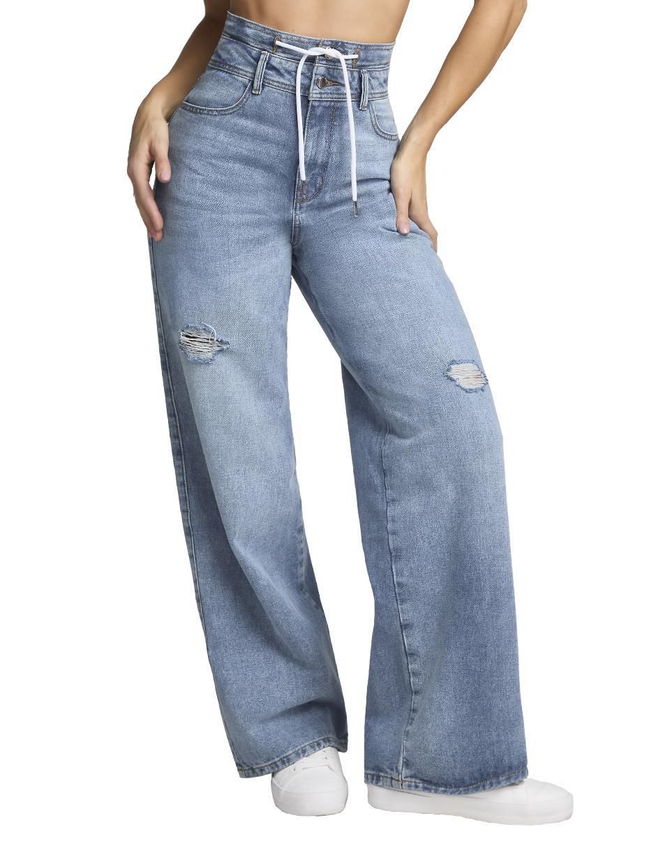 Jeans wide leg cintura alta relax para mujer Jeans wide leg cintura alta relax para mujer