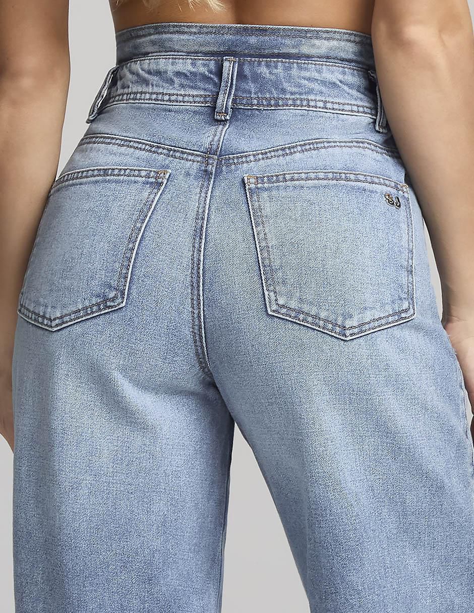 Jeans wide leg cintura alta relax para mujer 4