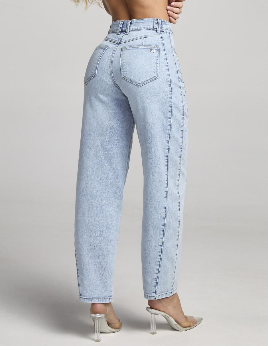 Jeans barrel cintura alta Buenissima para mujer 2