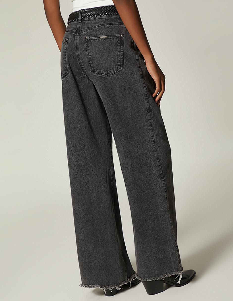 Jeans relaxed cintura Black Denim Western para mujer 2