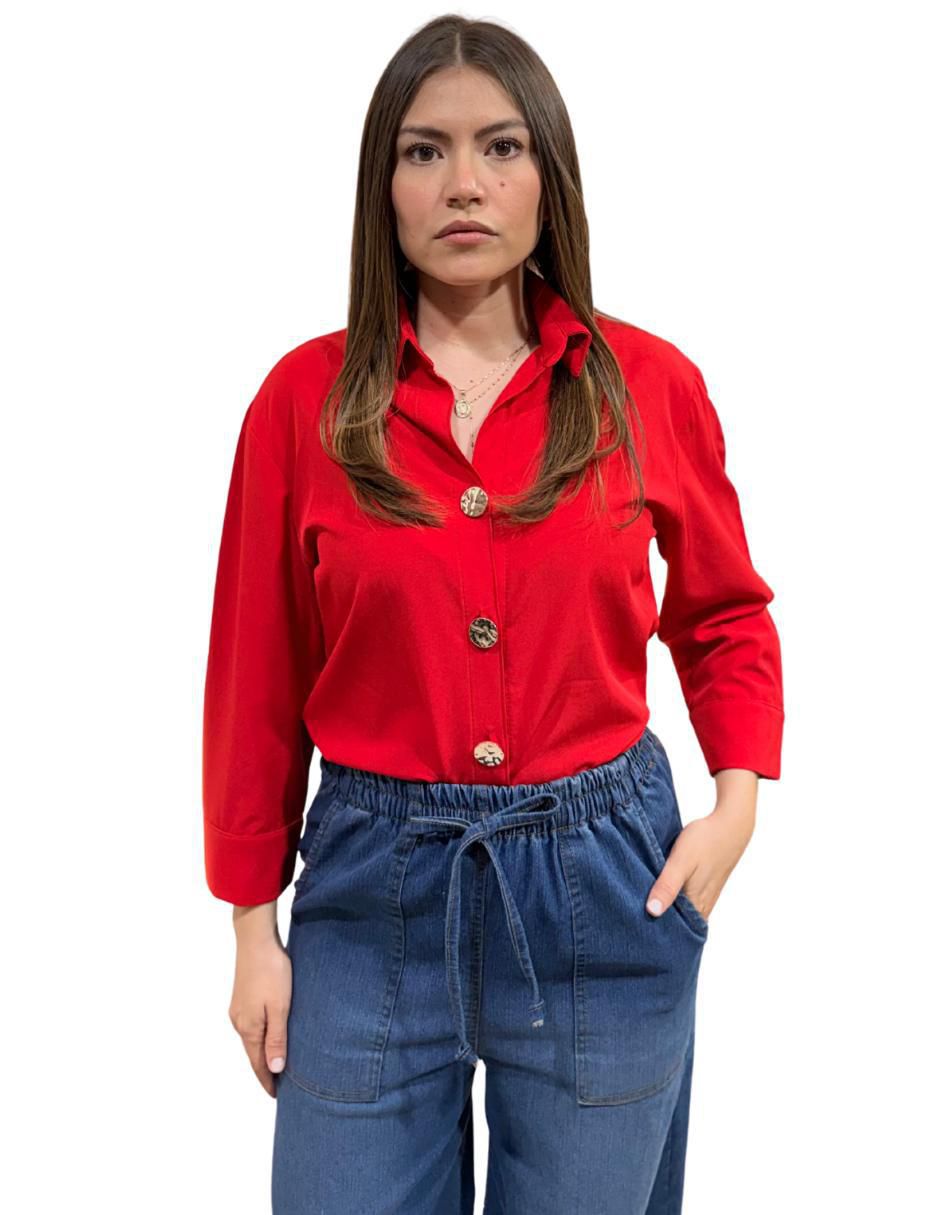 "camisa/sobrecamisa" yaretni moda "de" poliéster "manga" 3/4 "para mujer"