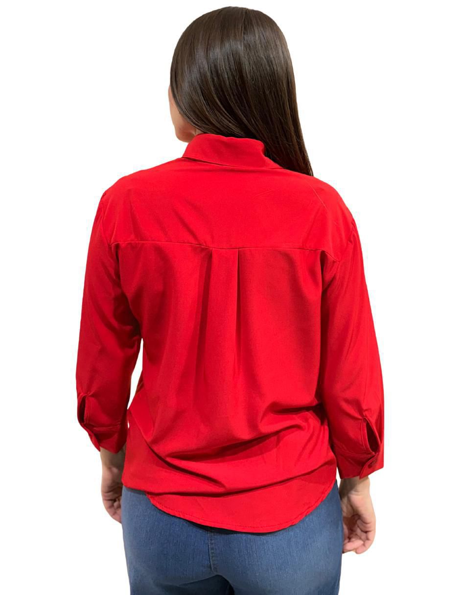 "camisa/sobrecamisa" yaretni moda "de" poliéster "manga" 3/4 "para mujer"