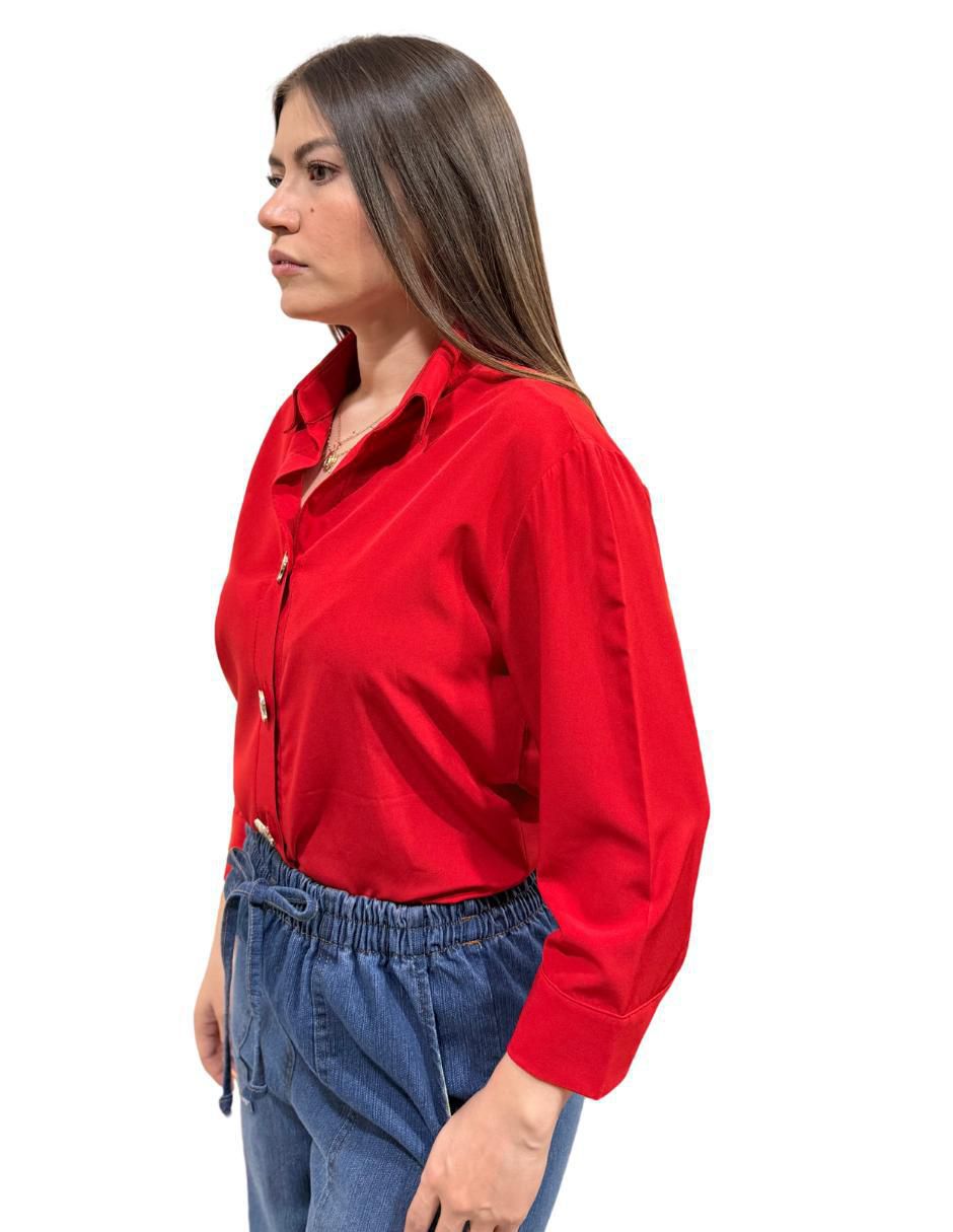 "camisa/sobrecamisa" yaretni moda "de" poliéster "manga" 3/4 "para mujer"
