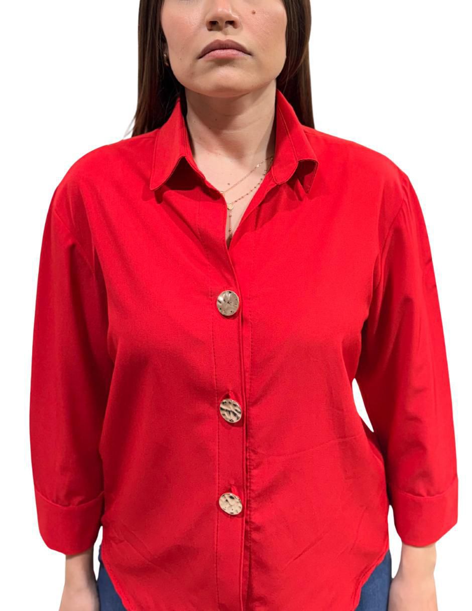 "camisa/sobrecamisa" yaretni moda "de" poliéster "manga" 3/4 "para mujer"