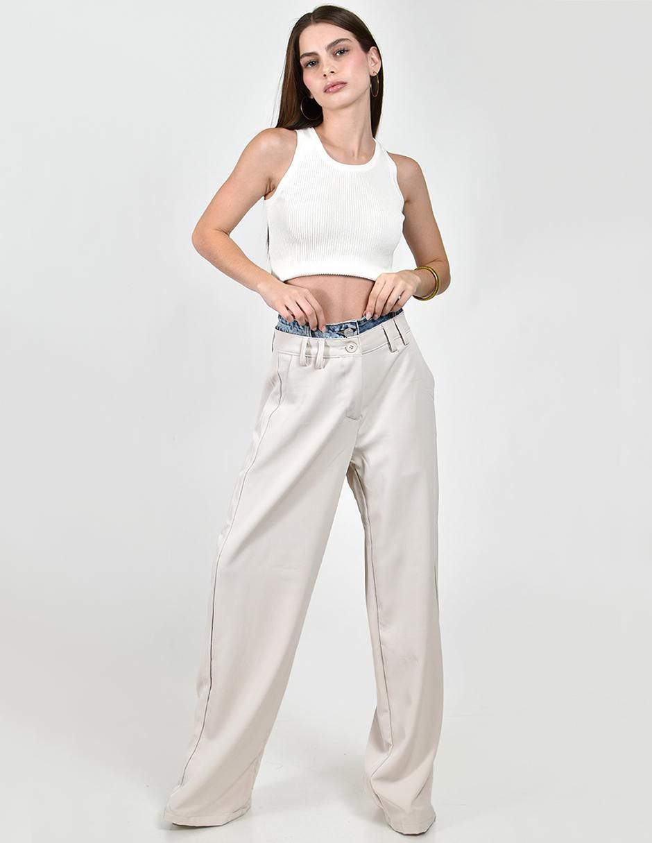 Pantalón straight amplio para mujer 6