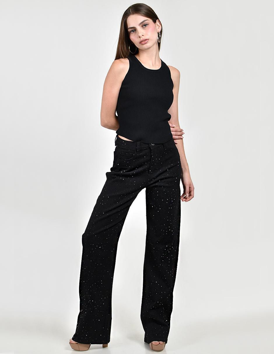 Jeans wide leg cintura alta para mujer 4