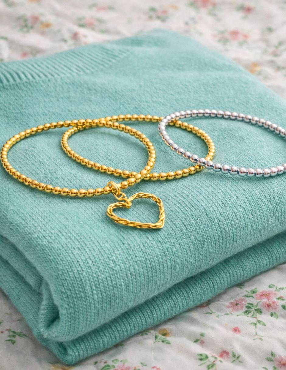 Set de pulsera 18 K Romance acabado baño de oro 4