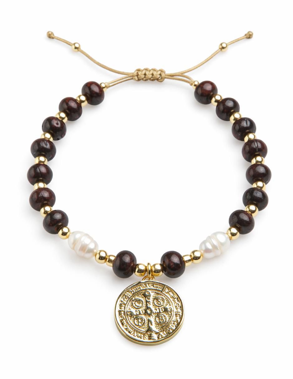 Pulsera 18 k Sanctum San Benito acabado baño de oro