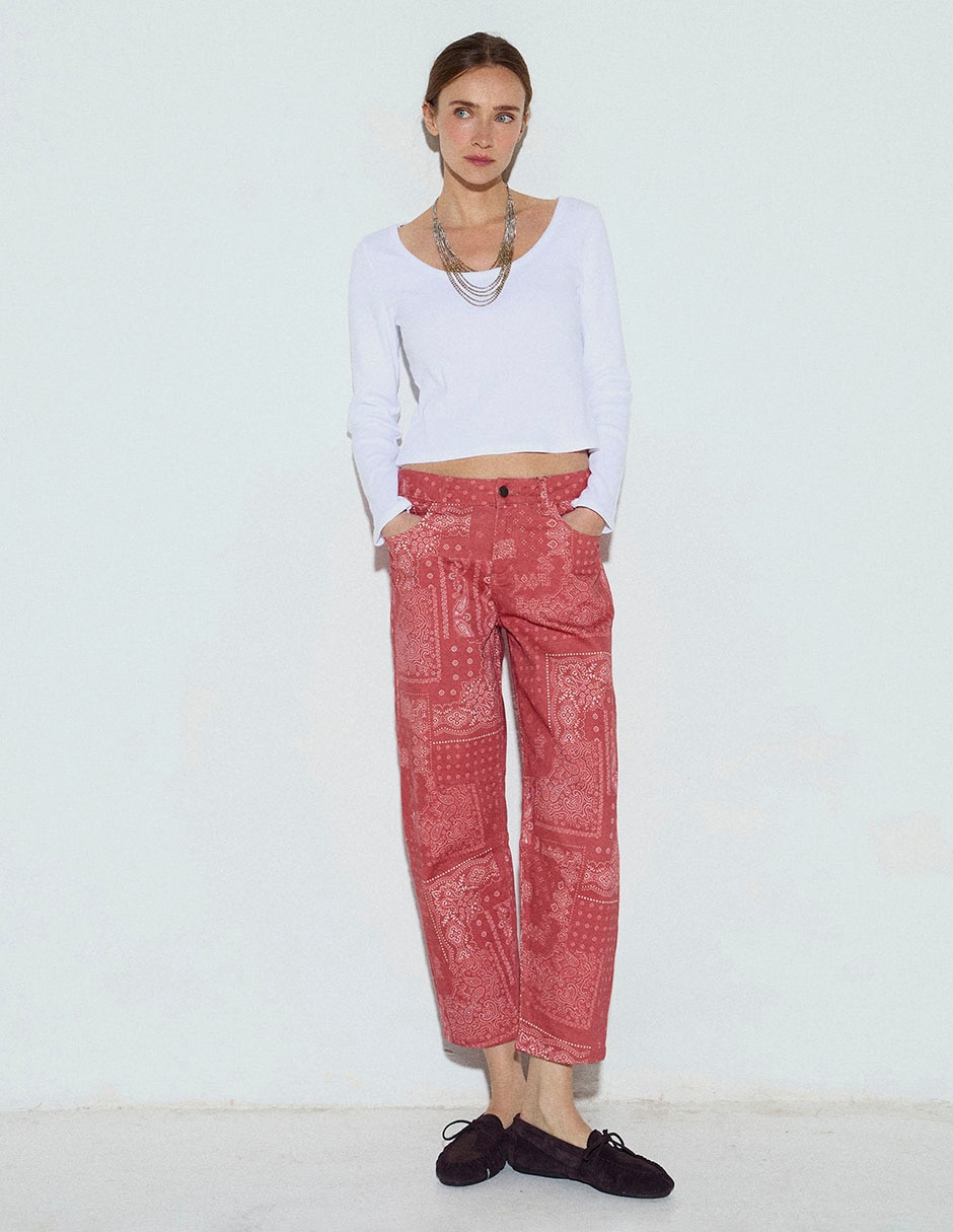 Jeans slim corte cintura para mujer