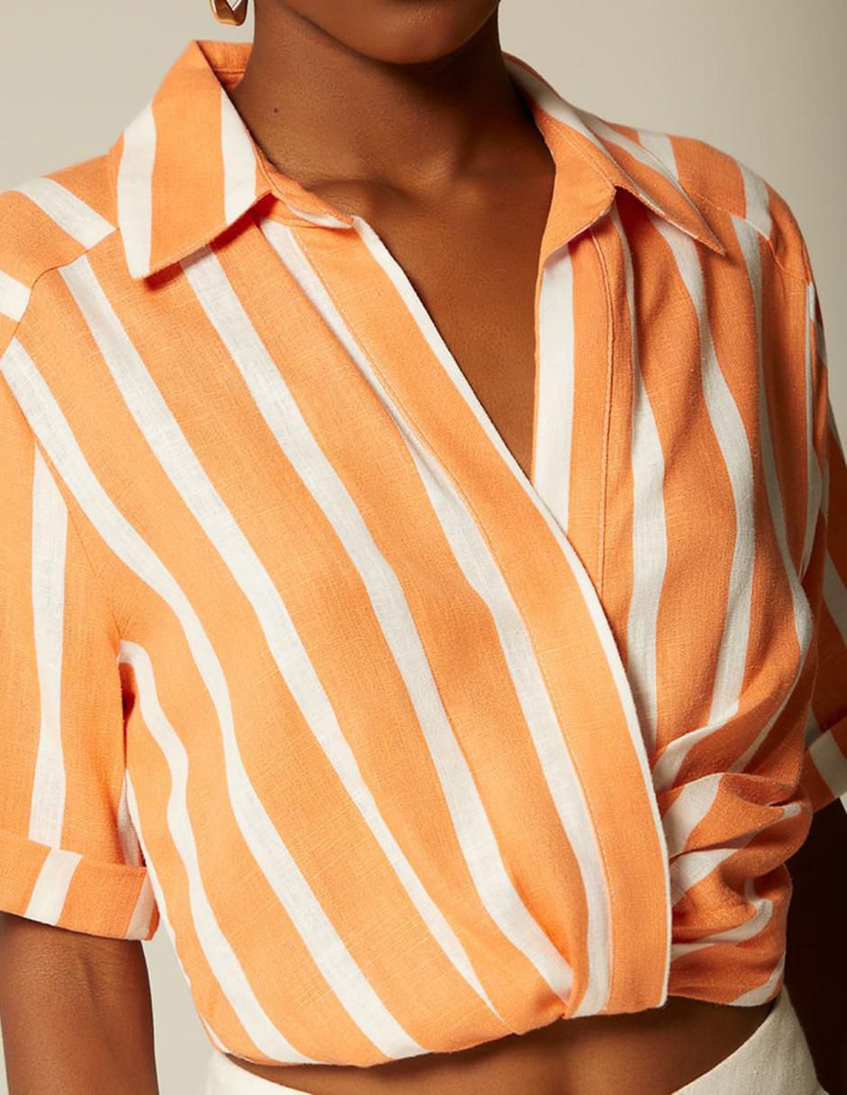 Top cuello camisero manga corta 4