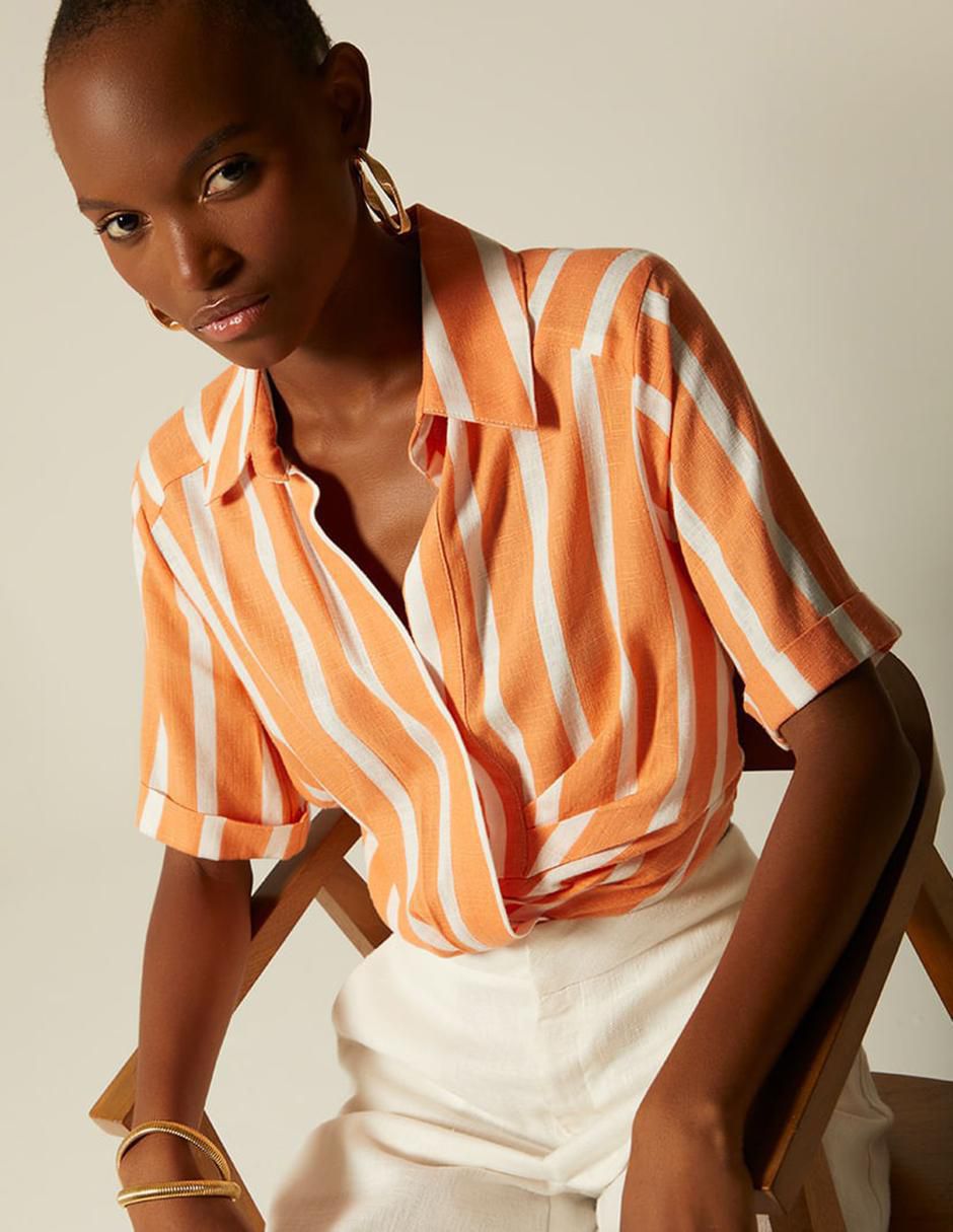 Top cuello camisero manga corta 5