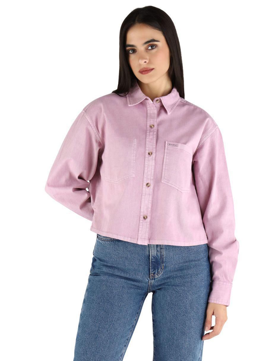 Camisa de algodón manga larga para mujer