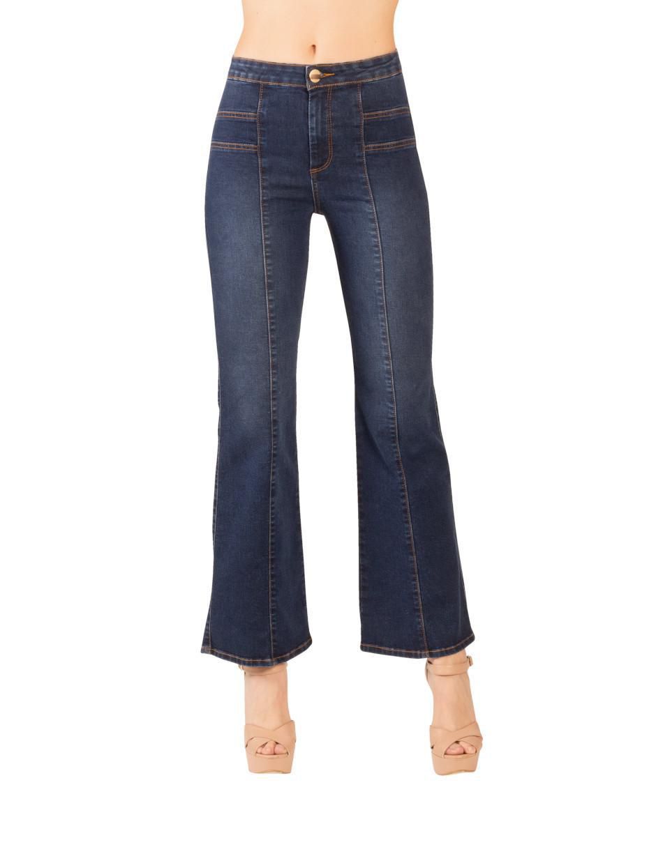 Jeans campana corte cintura alta para mujer 1